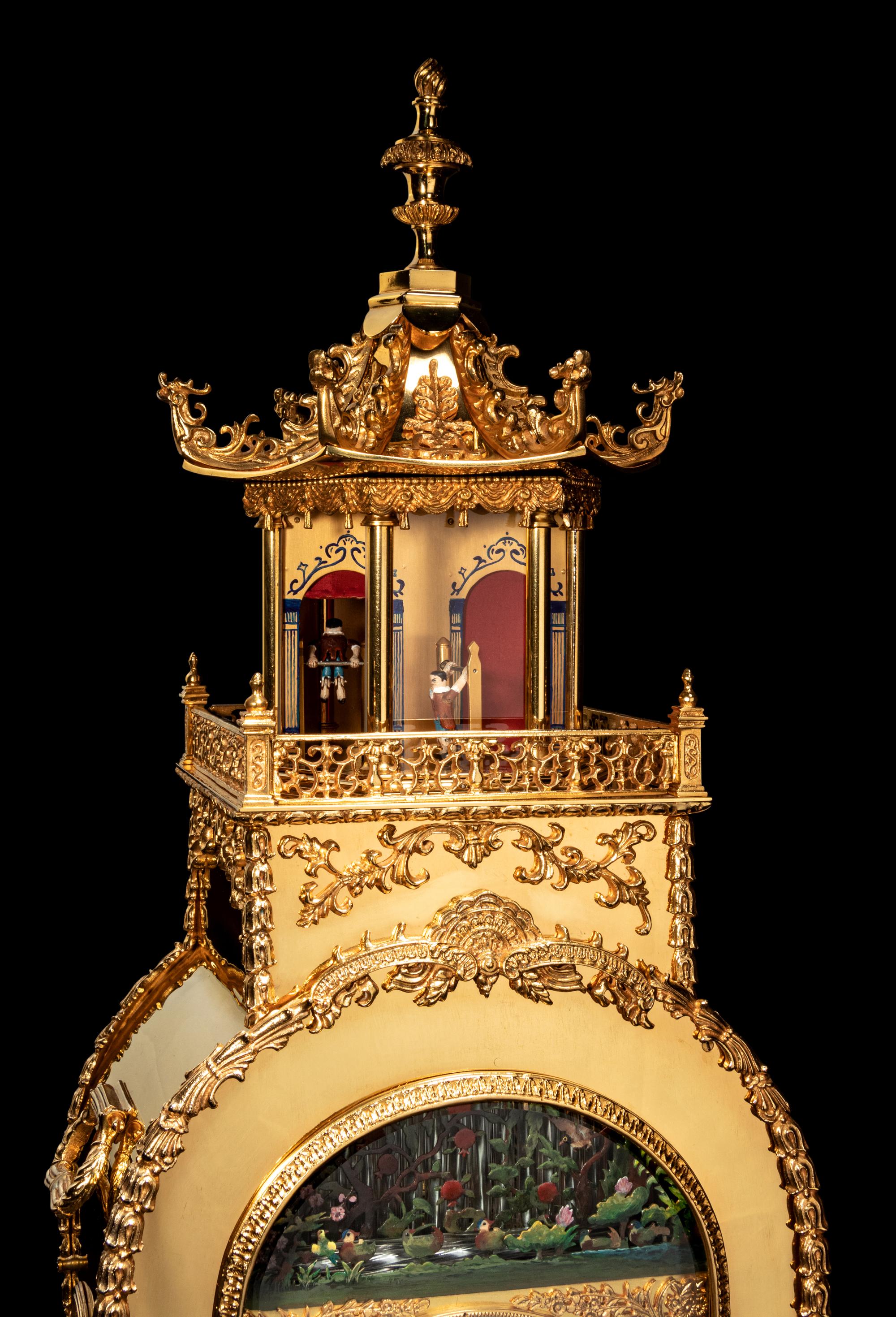 A Chinese Ormolu Quarter-Striking, Musical and Automaton 'Acrobat' Mantel Clock