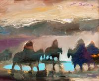 Riders in Purple and Blue