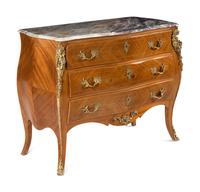 A Régence Style Gilt Metal Mounted Marble-Top Commode