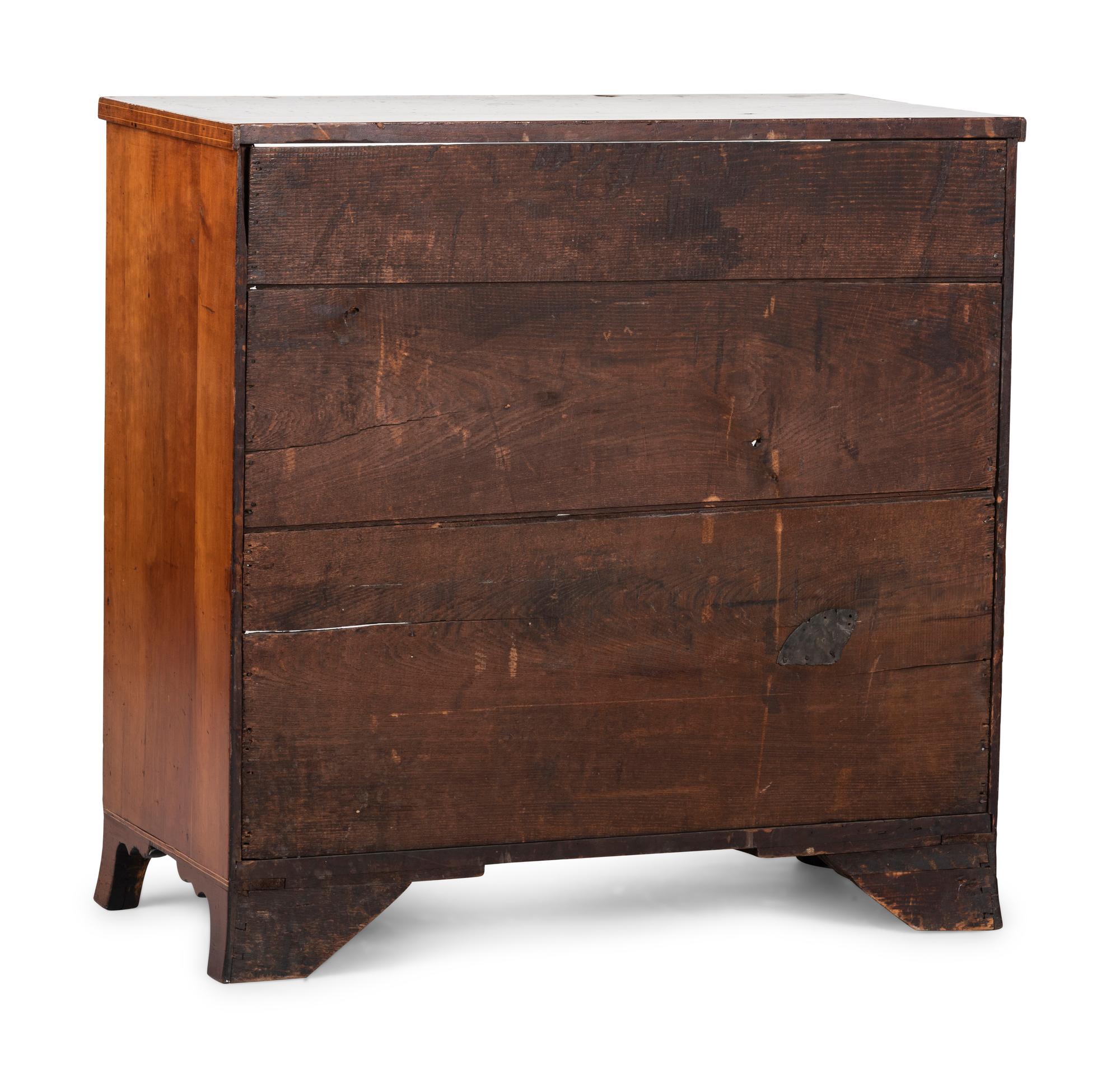A Federal Line-Inlaid Burl and Cherrywood Chest of Drawers