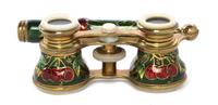 A Pair of French Enameled Opera Glasses, Width 4 inches.