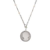 CAMEO, DIAMOND, AND SEED PEARL PENDANT NECKLACE