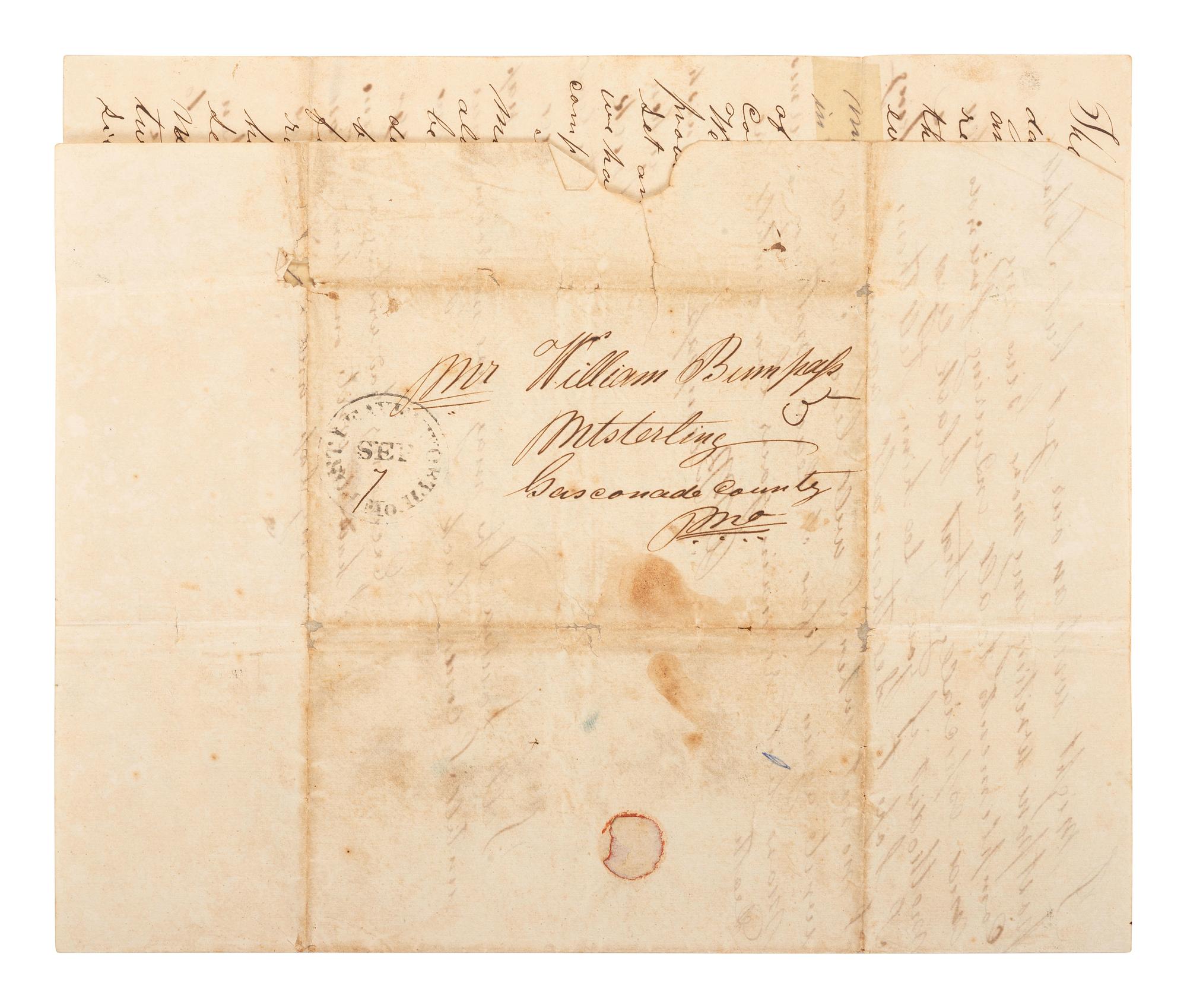 [MILITARIA]. 2 soldier's letters from Fort Leavenworth, each incl. Fort Leavenworth postmark.