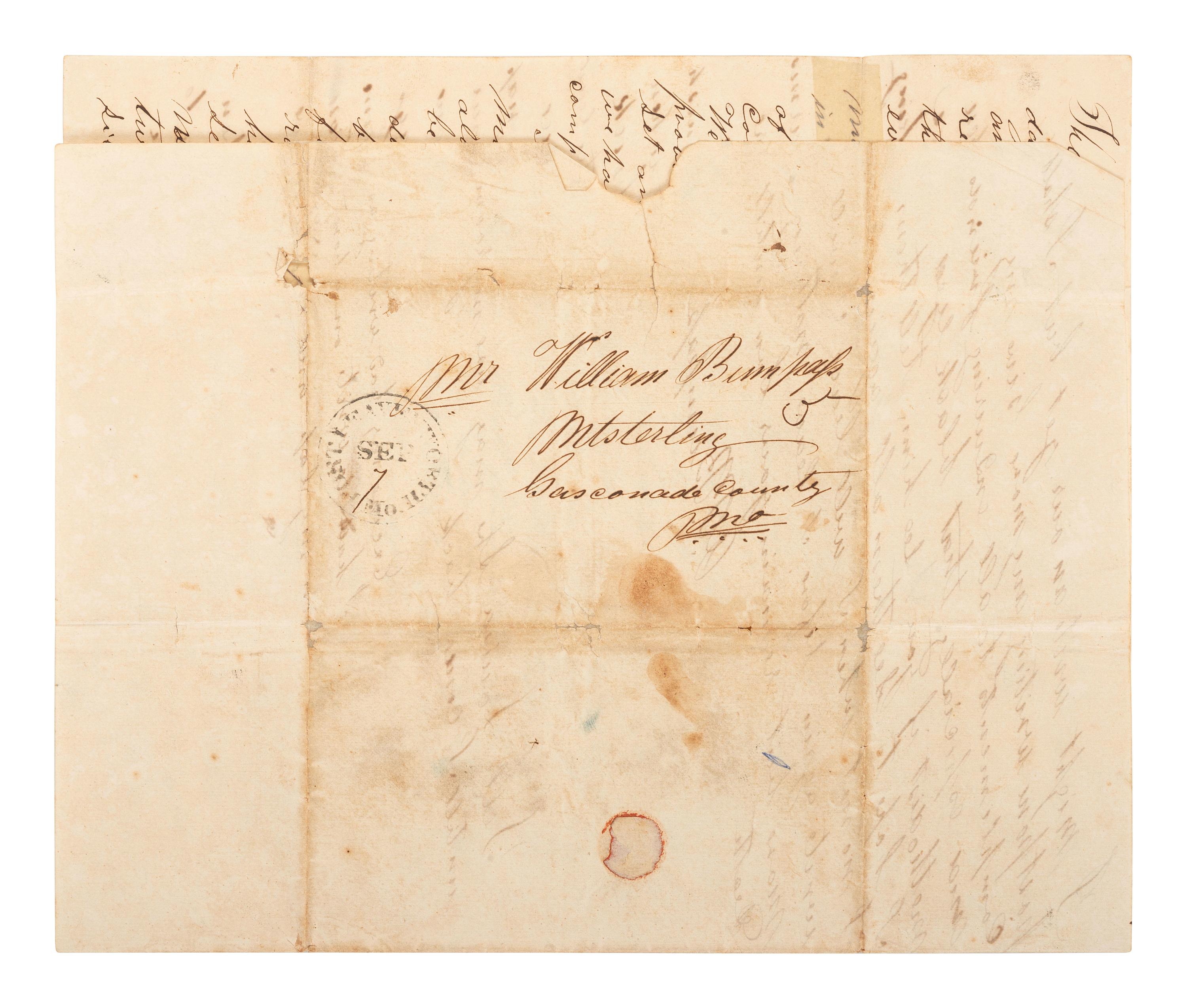 [MILITARIA]. 2 soldier's letters from Fort Leavenworth, each incl. Fort Leavenworth postmark.
