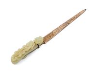 A Chinese Pale Celadon Jade and Silver Letter Opener