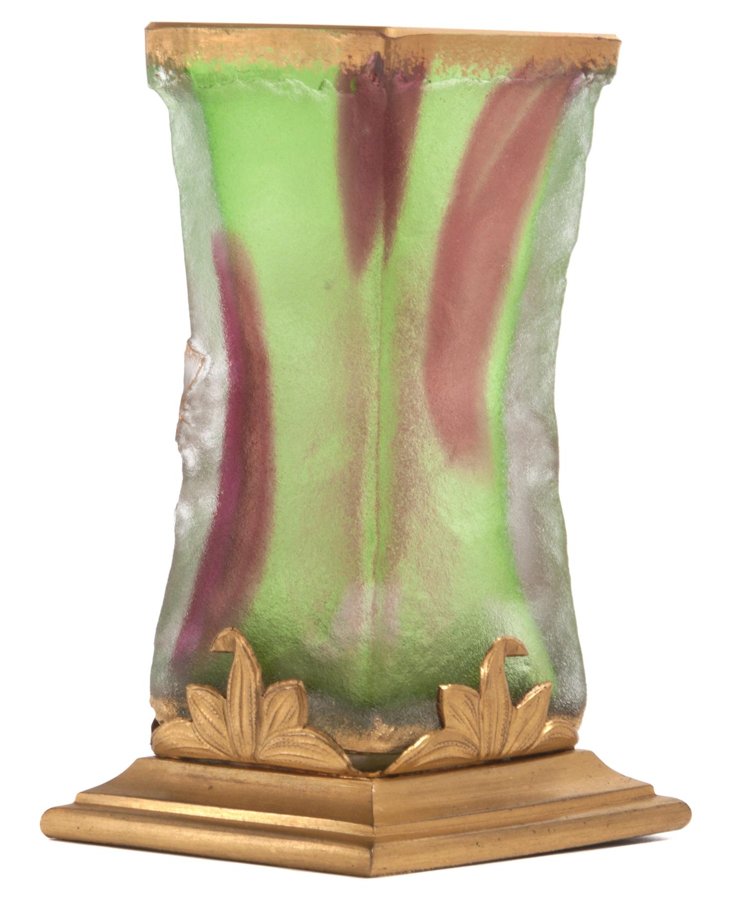 A Daum Nancy Cameo Vase Height 5 x width 2 3/4 inches.