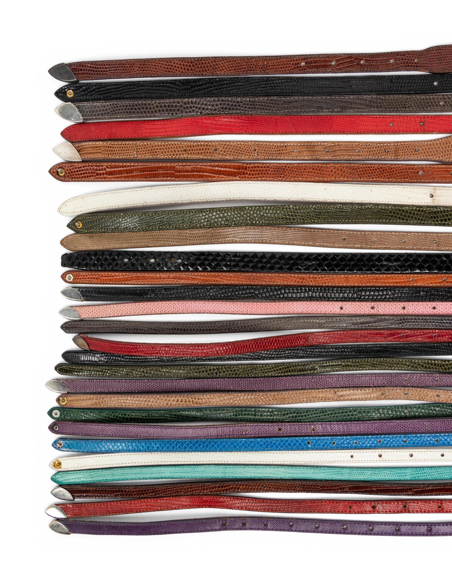 Collection of Kieselstein items: 27 belts, 10 buckles, 15 Tips, 1970s-80s