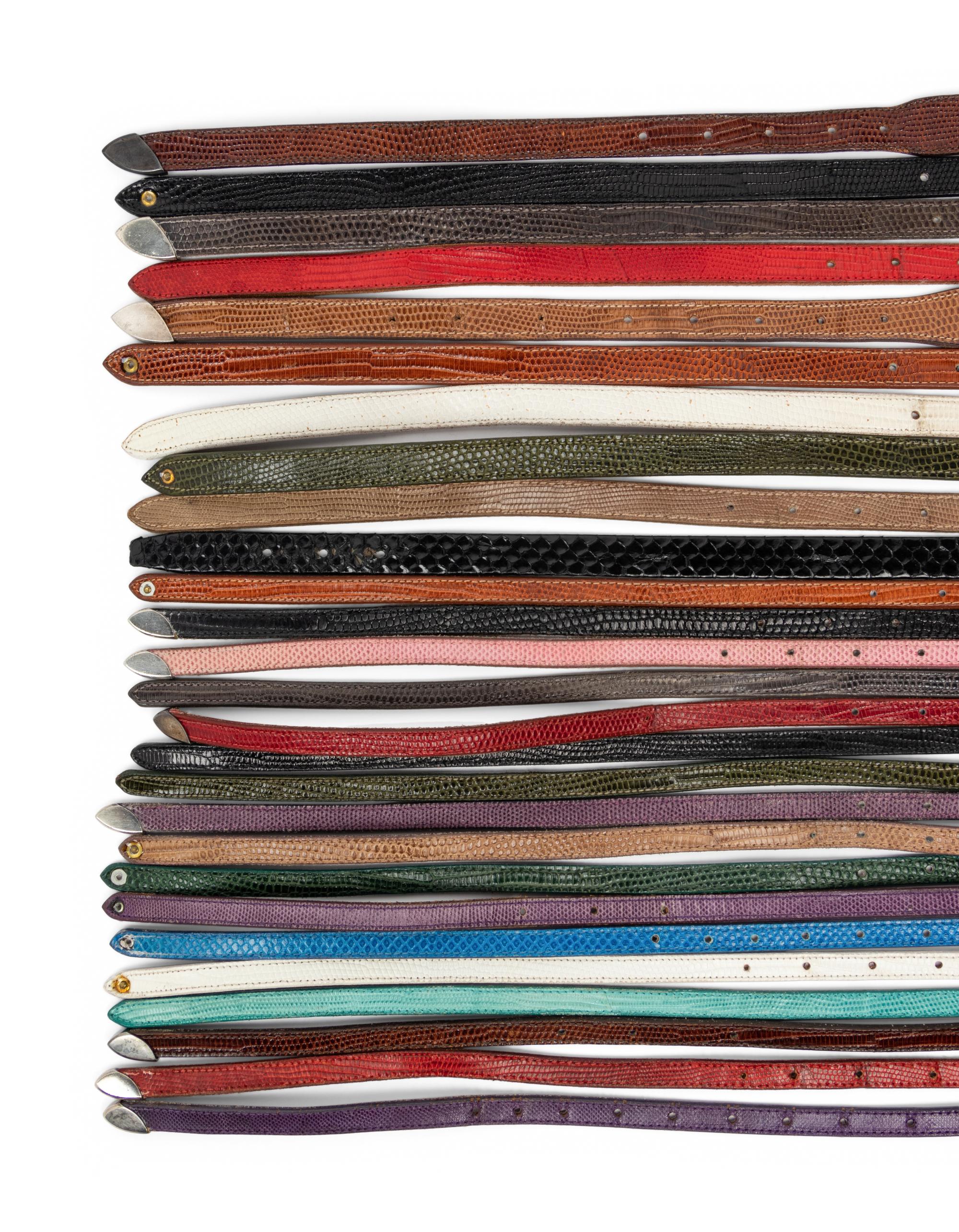 Collection of Kieselstein items: 27 belts, 10 buckles, 15 Tips, 1970s-80s