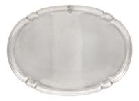 An American Arts and Crafts Silver Platter, Art Silver Shop, Chicago, having a spot-hammered finish, with an applied EMH monogram.