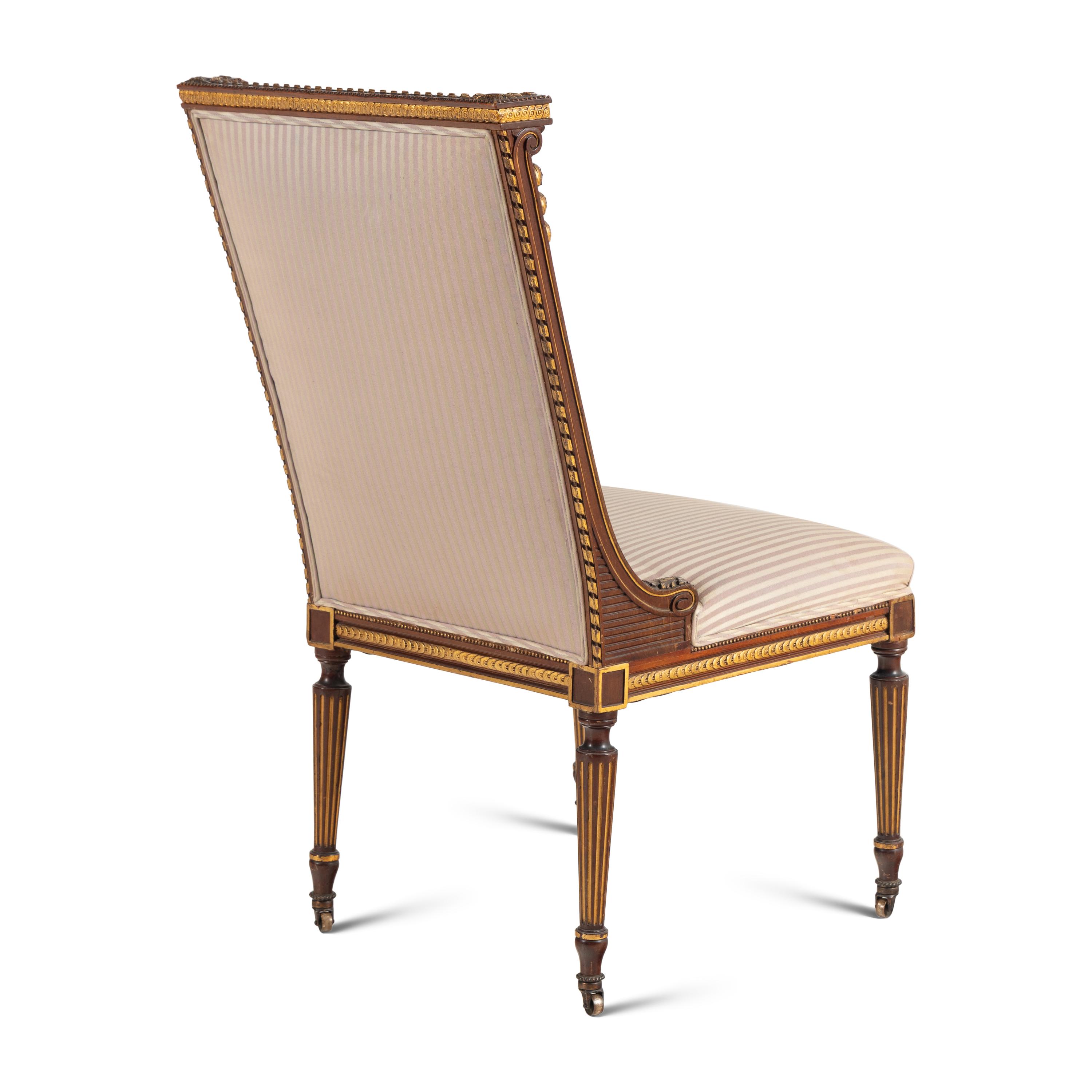 A Louis XVI Style Mahogany and Parcel-Gilt Chair