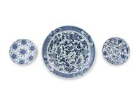 Three Chinese Blue and White Porcelain Plates
