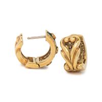 YELLOW GOLD, DIAMOND, AND ENAMEL HUGGIE EARRINGS