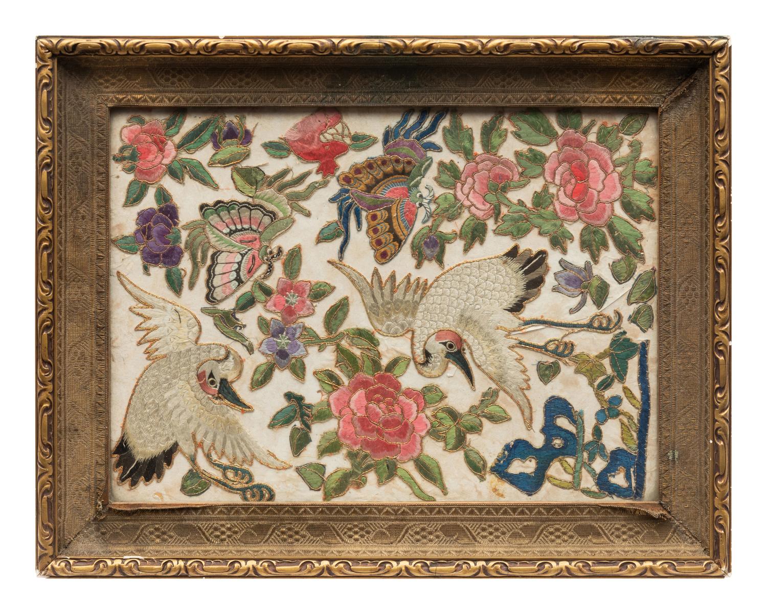 Eight Chinese Embroidered Silk Panels