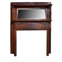 A Mahogany Full Mantel with Spindles and Beveled Mirror 62" W x 12" D x 77" H — United States, Circa 1880