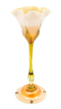A Tiffany Studios Favrile Glass Floriform Vase Height 13 inches.