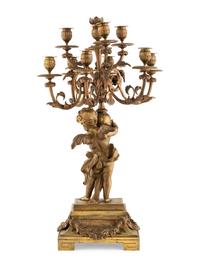 A French Gilt Bronze Figural Ten-Light Candelabrum