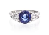 A Platinum, Sapphire and Diamond Ring, 4.90 dwts.