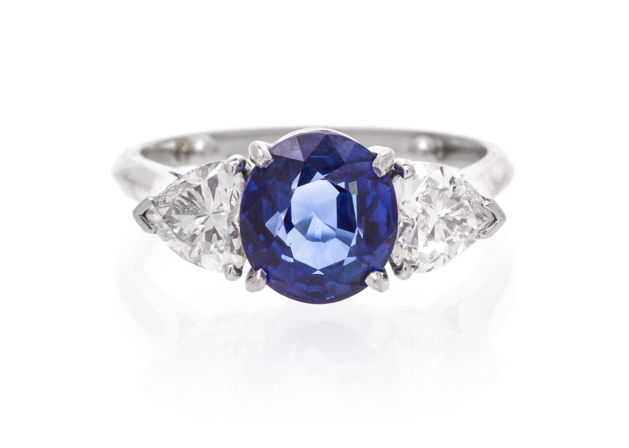 A Platinum, Sapphire and Diamond Ring, 4.90 dwts.
