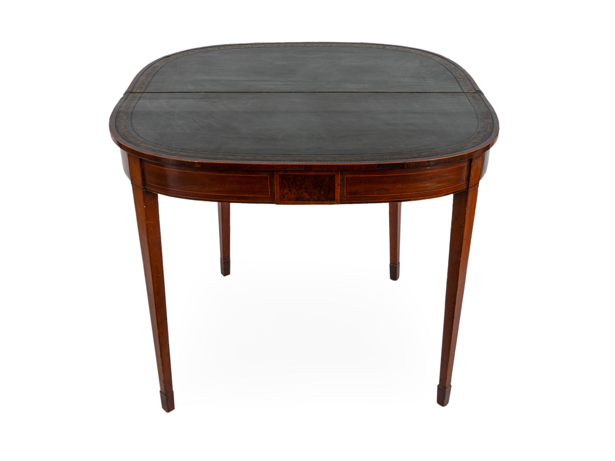 A George III Style Inlaid Mahogany Game Table