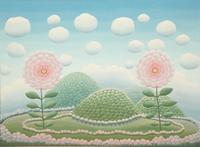 Two Pink Flowers in a Landscape , 1980