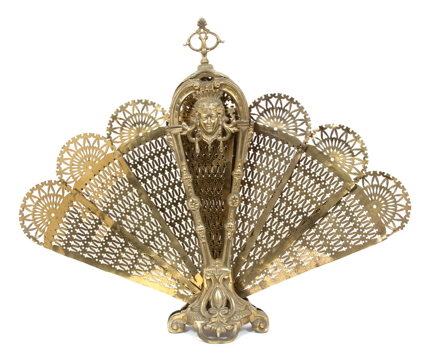 A French Art Nouveau Brass Peacock-Form Firescreen Height 28 inches. — 20TH CENTURY