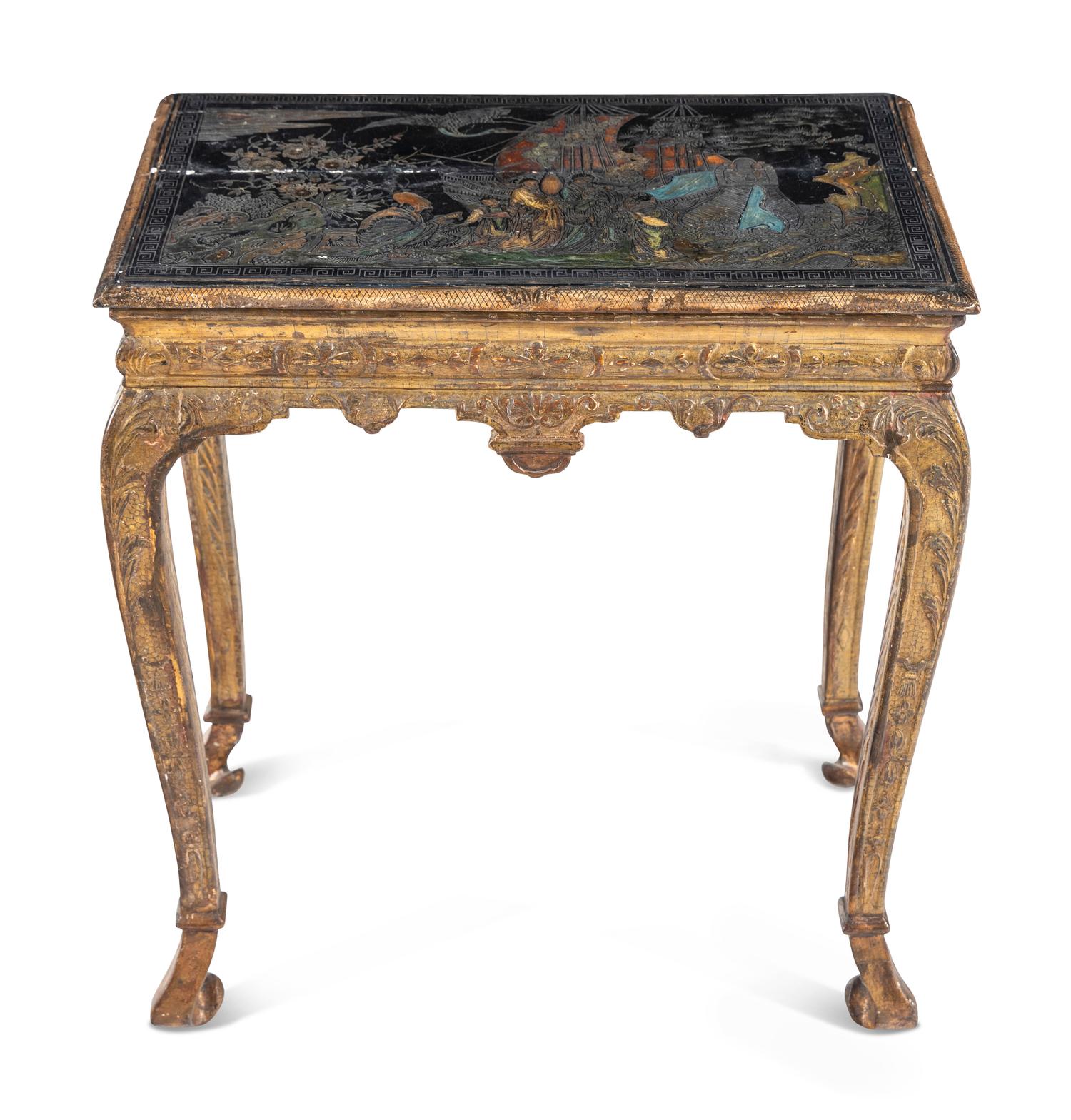 A George II Giltwood and Chinese Lacquer Table