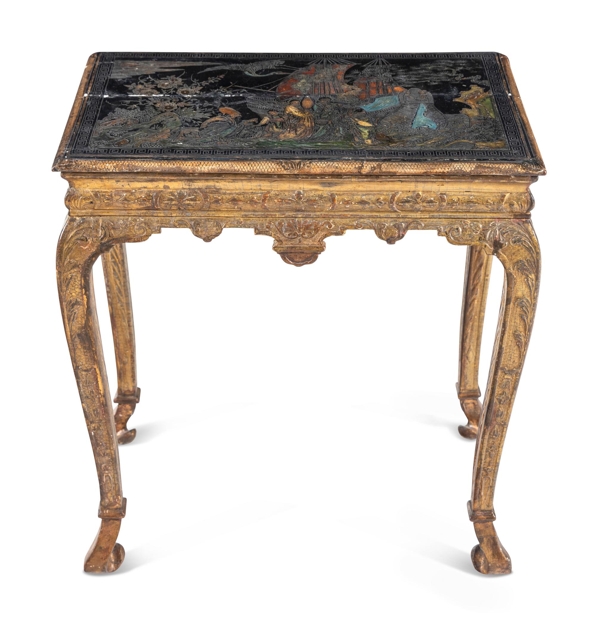 A George II Giltwood and Chinese Lacquer Table