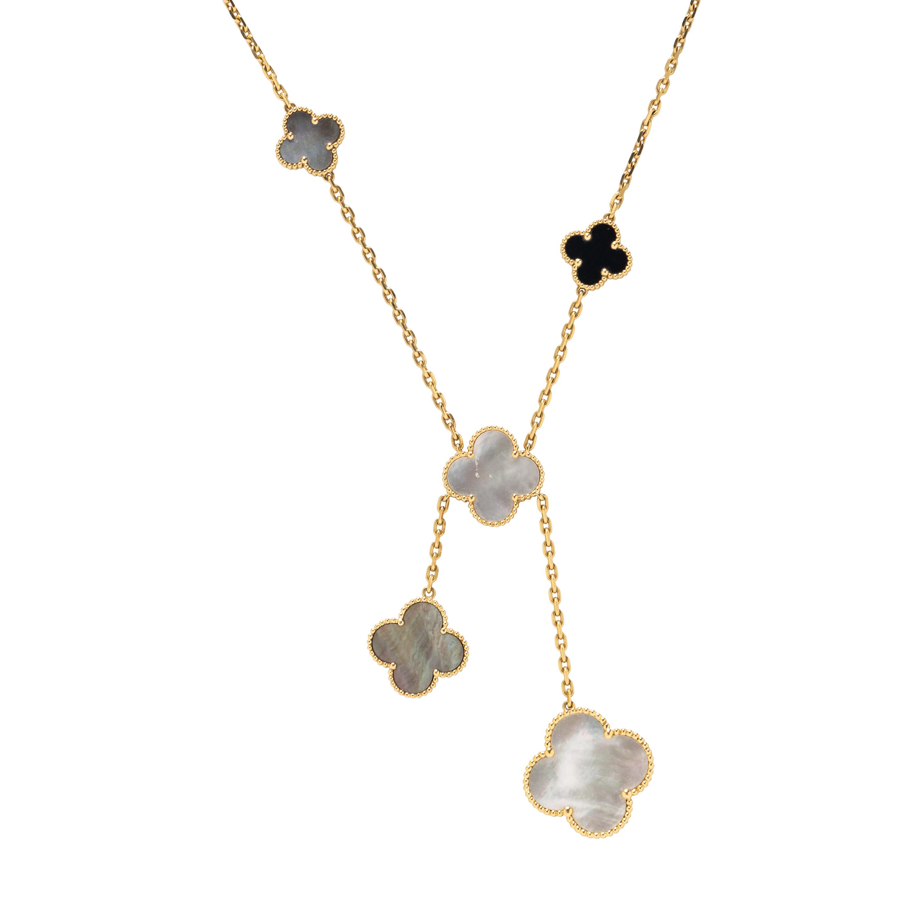 VAN CLEEF & ARPELS, ONYX AND MOTHER-OF-PEARL 'MAGIC ALHAMBRA' NECKLACE
