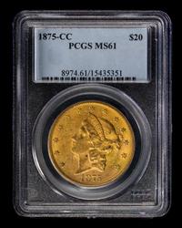 A United States 1875-CC Liberty Head $20 Gold Coin