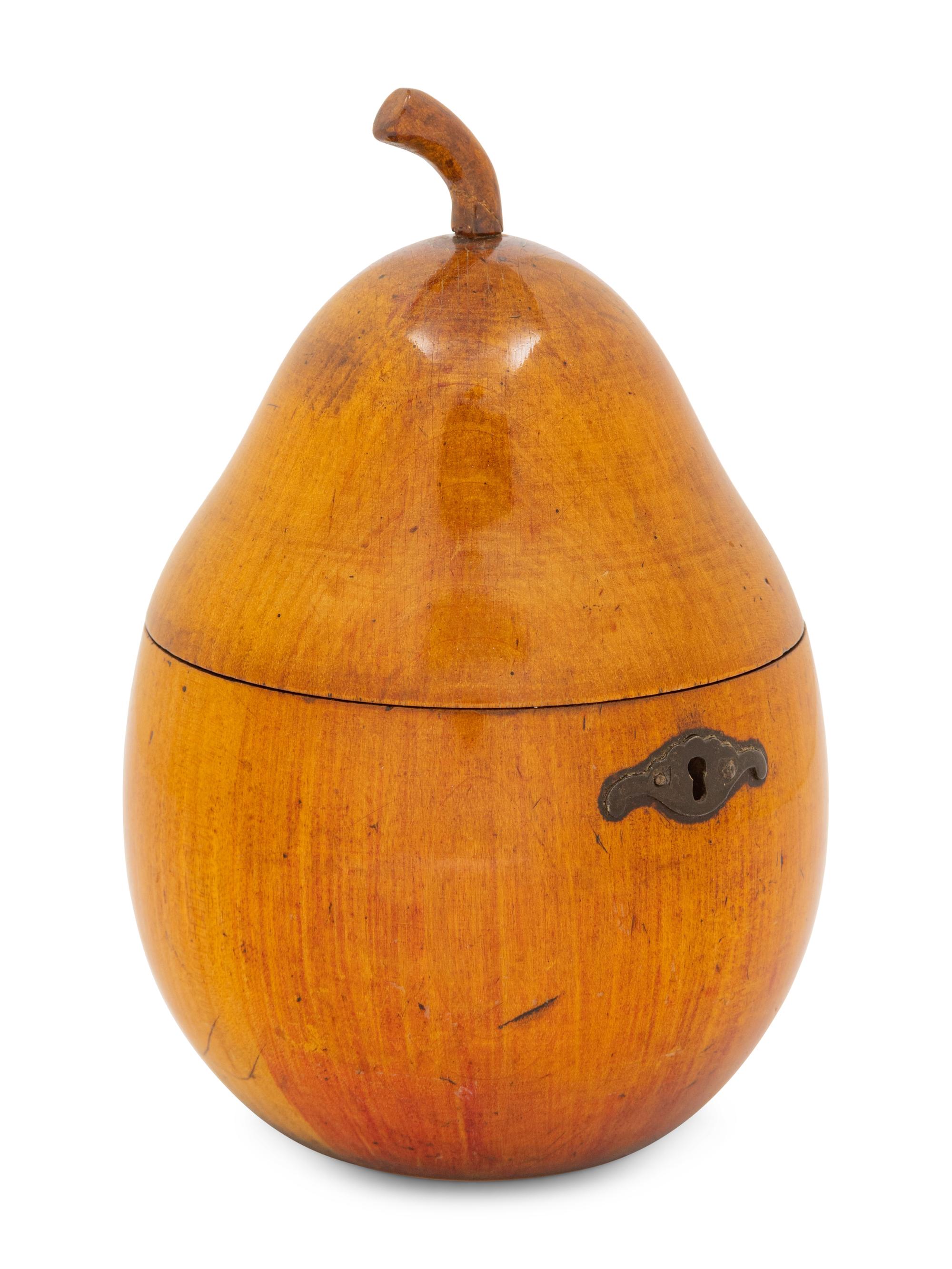 A George III Fruitwood Pear-Form Tea Caddy