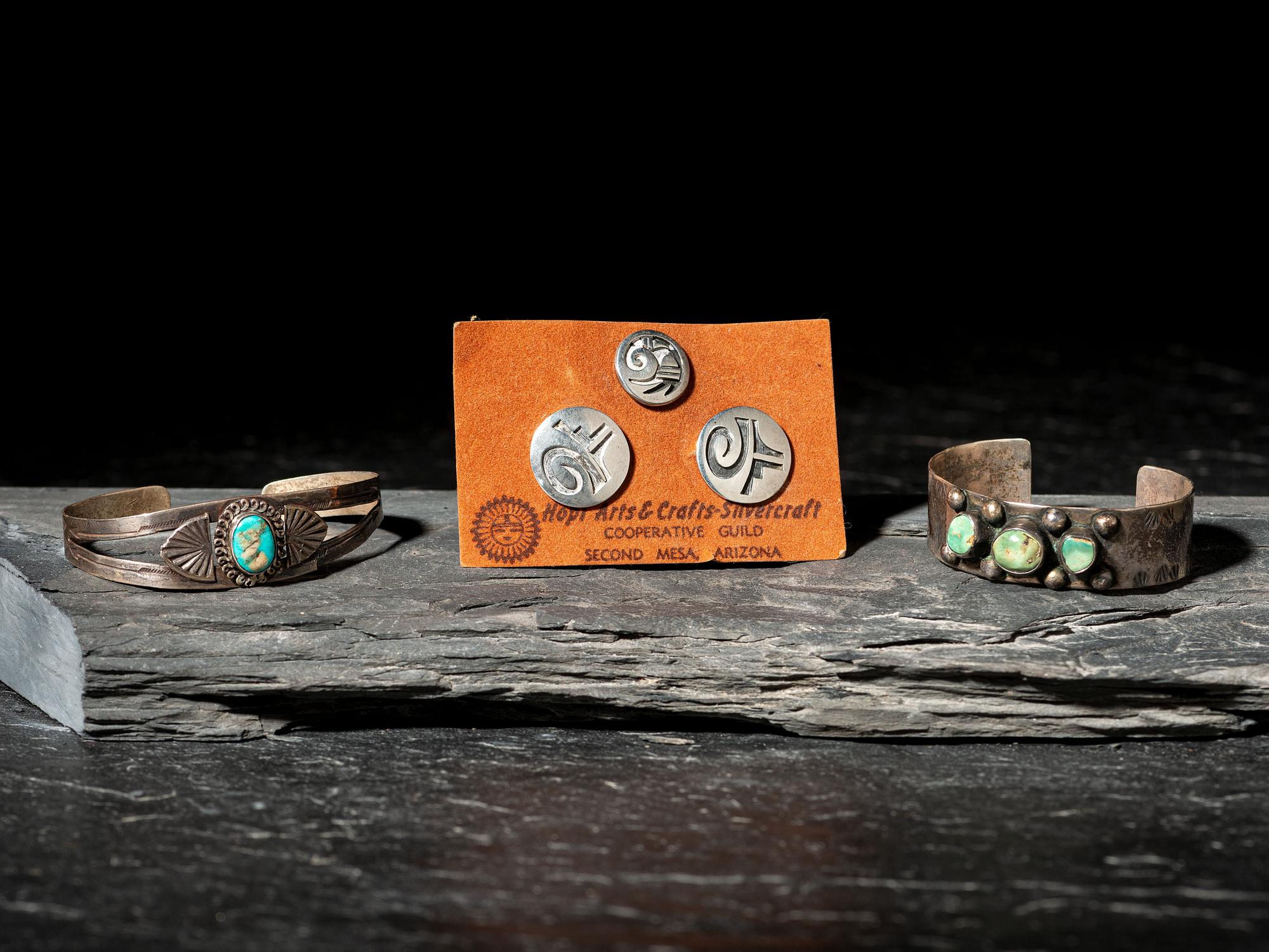 Silver Overlay Cuff Links and Tie Pin, PLUS