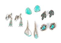 Five Pairs of Southwestern Earrings Length of largest 1 3/4 inches
