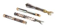 Four Mother-of-Pearl Veneered Opera Glass Holders, Length of longest 6 3/4 inches (closed).