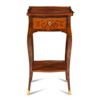 A Louis XV Gilt Bronze Mounted Kingwood, Tulipwood and Floral Marquetry Occasional Table