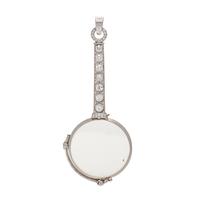 ART DECO, PLATINUM AND DIAMOND LORGNETTE PENDANT