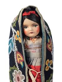 Great Lakes Beaded Toy Cradle, with Doll