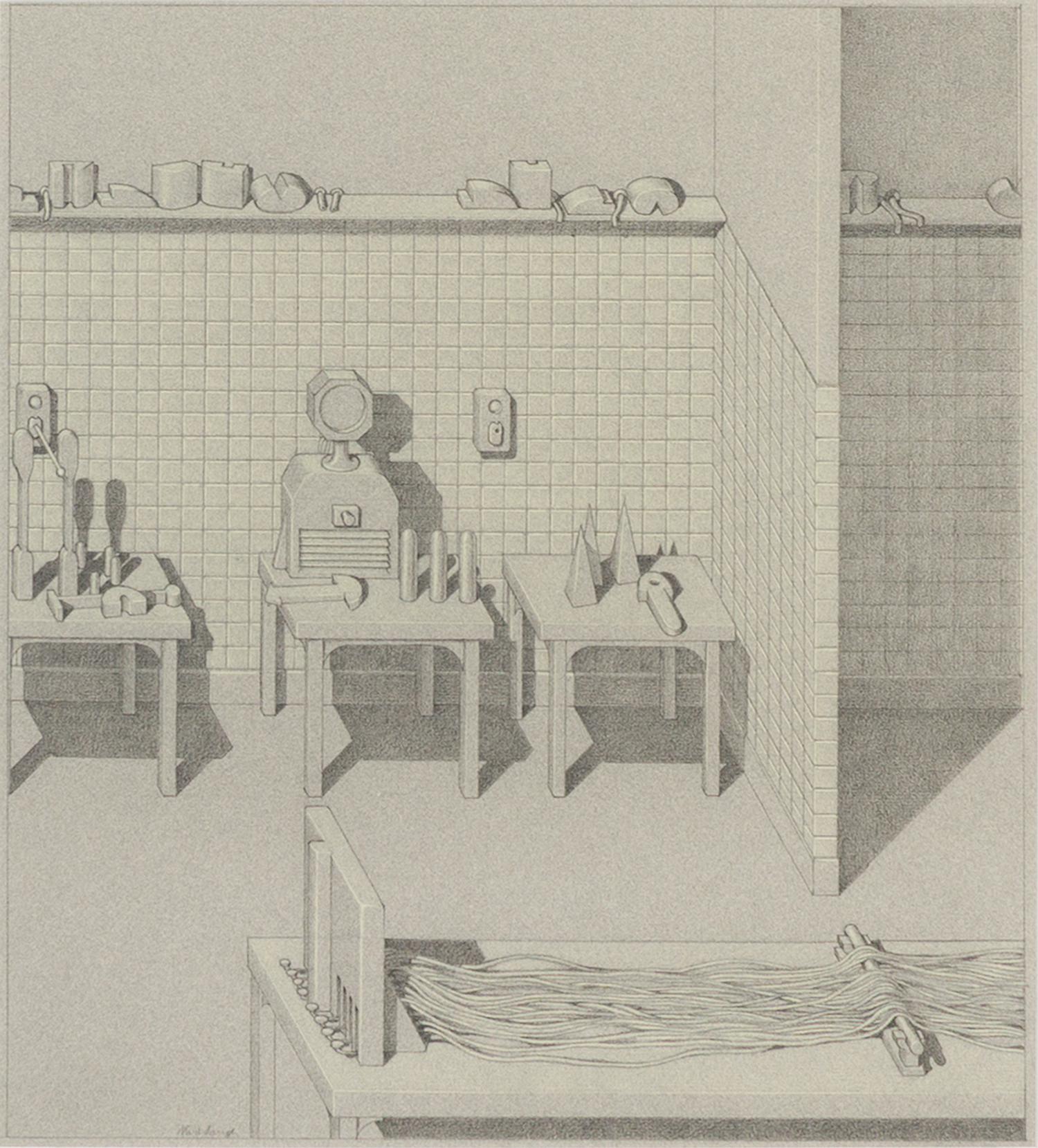 Robert Middaugh, (American, b. 1935), Three Interior Scenes (a group of three works)