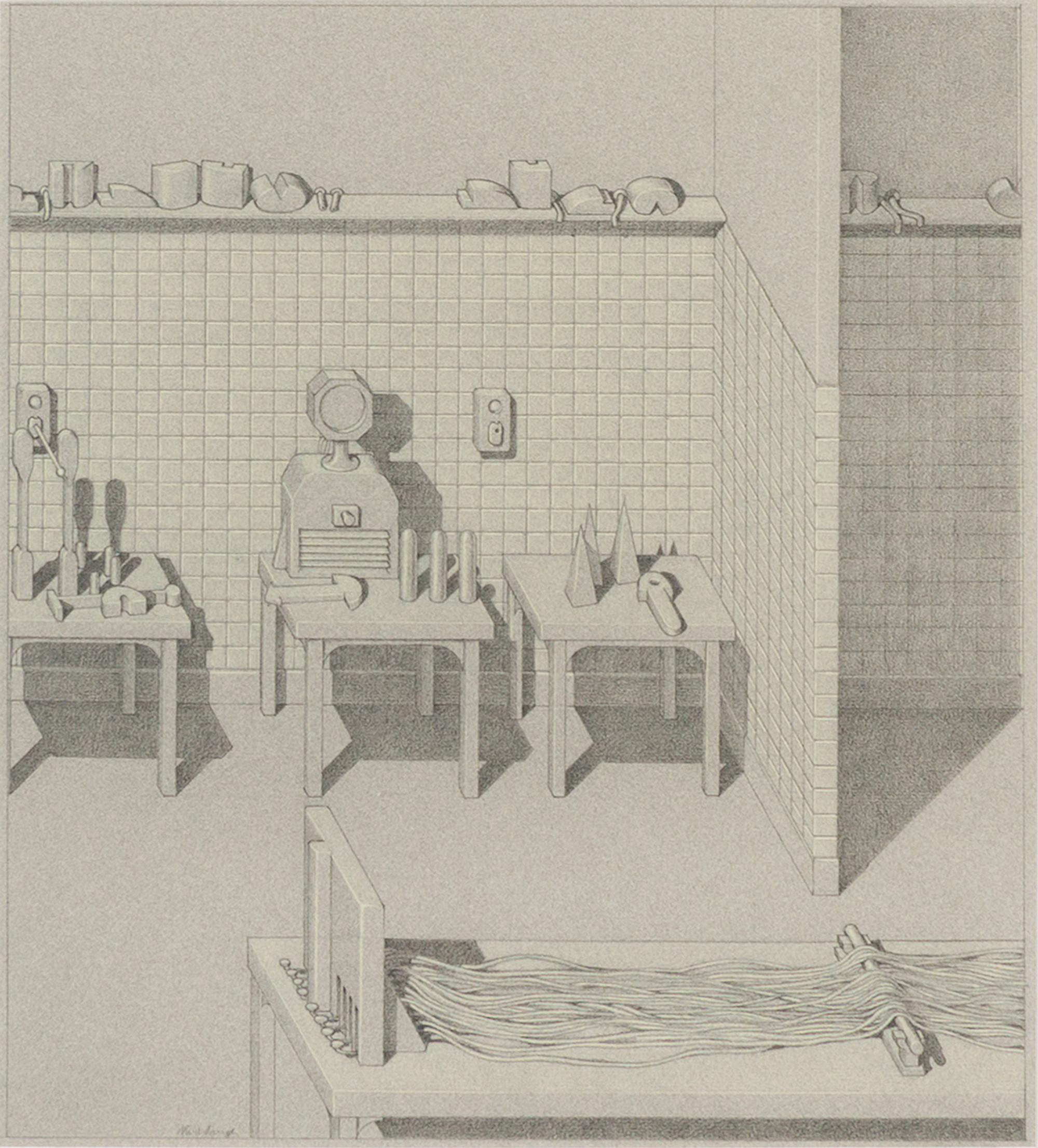 Robert Middaugh, (American, b. 1935), Three Interior Scenes (a group of three works)