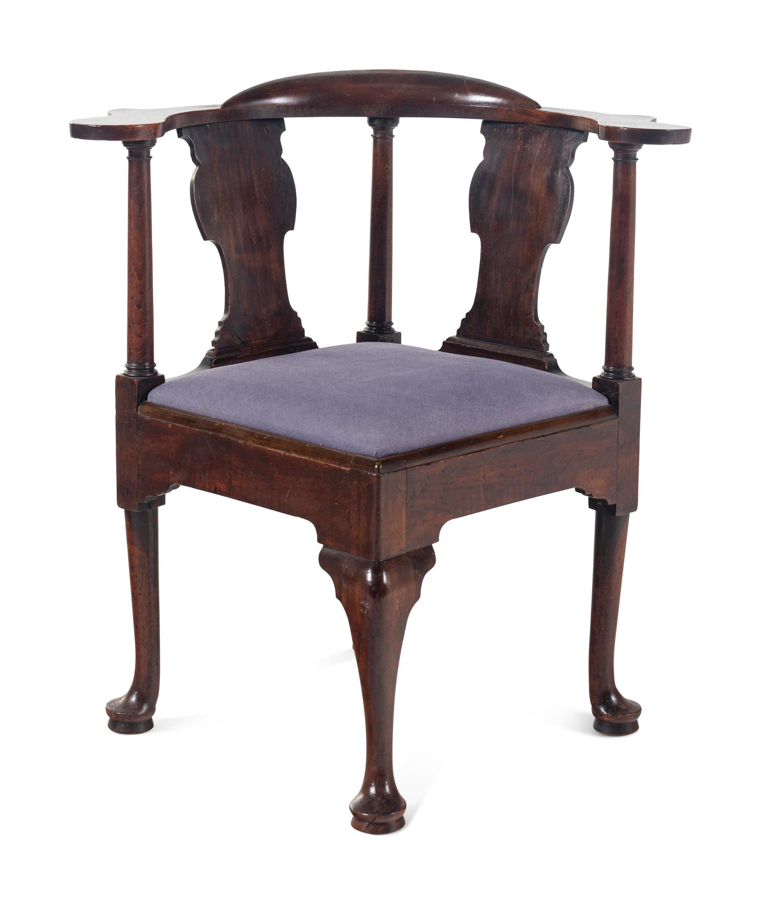 A George II Mahogany Corner Armchair
