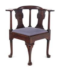 A George II Mahogany Corner Armchair