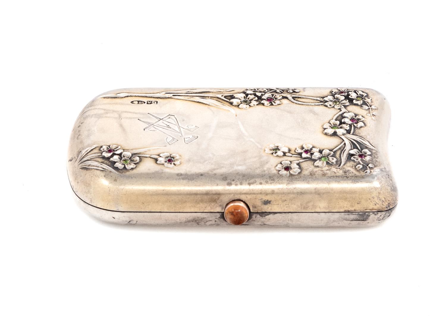 A Russian Silver and Gem-Inset Change Purse