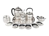 A Japanese Export Silver Tea Set and Tray