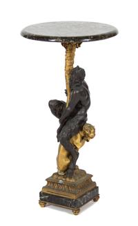 A Painted Bronze Occasional Table Height 27 x diameter 14 inches. — 20TH CENTURY