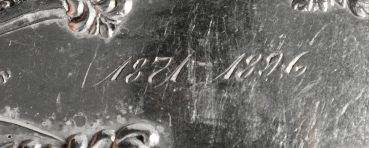 A Set of Eight American Silver Bouillon Spoons, William B. Durgin Co., Concord, NH., Circa 1895, engraved with initial B and dates 1871