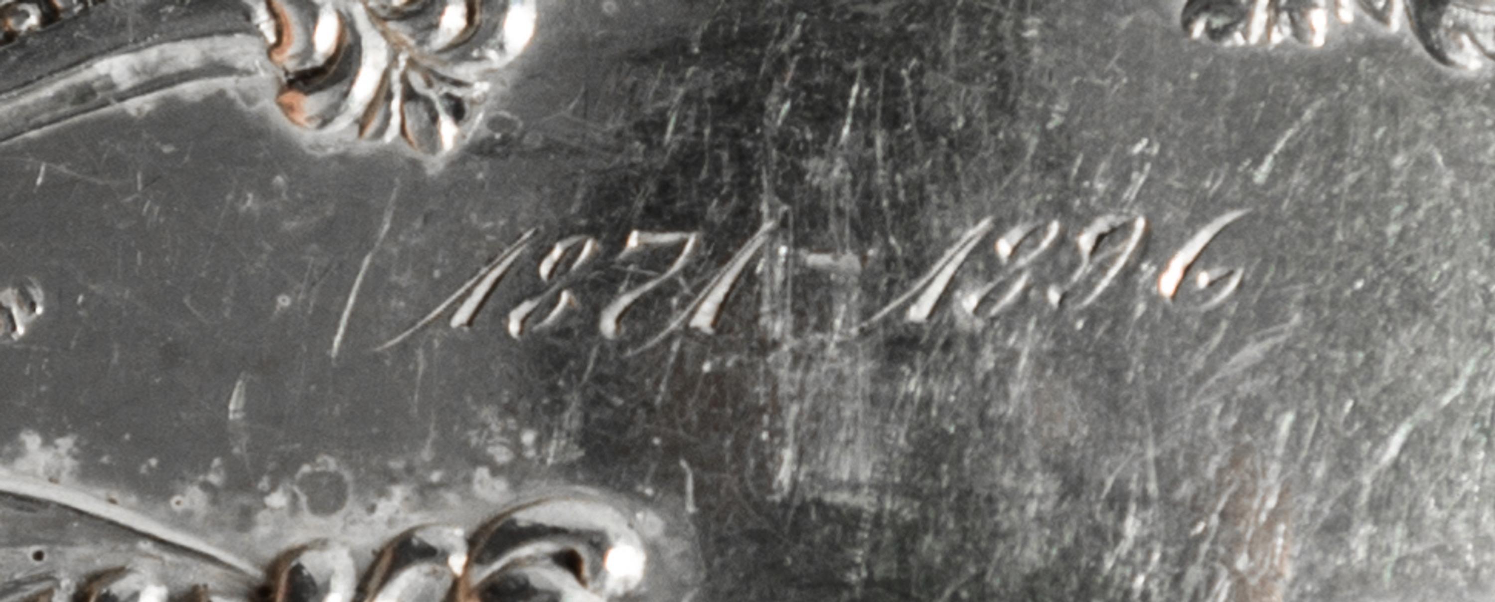 A Set of Eight American Silver Bouillon Spoons, William B. Durgin Co., Concord, NH., Circa 1895, engraved with initial B and dates 1871