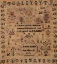 An English Needlework Embroidered Schoolgirl’s Sampler
