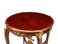 A Pair of Louis XV Style Gilt Bronze Mounted Marquetry Side Tables