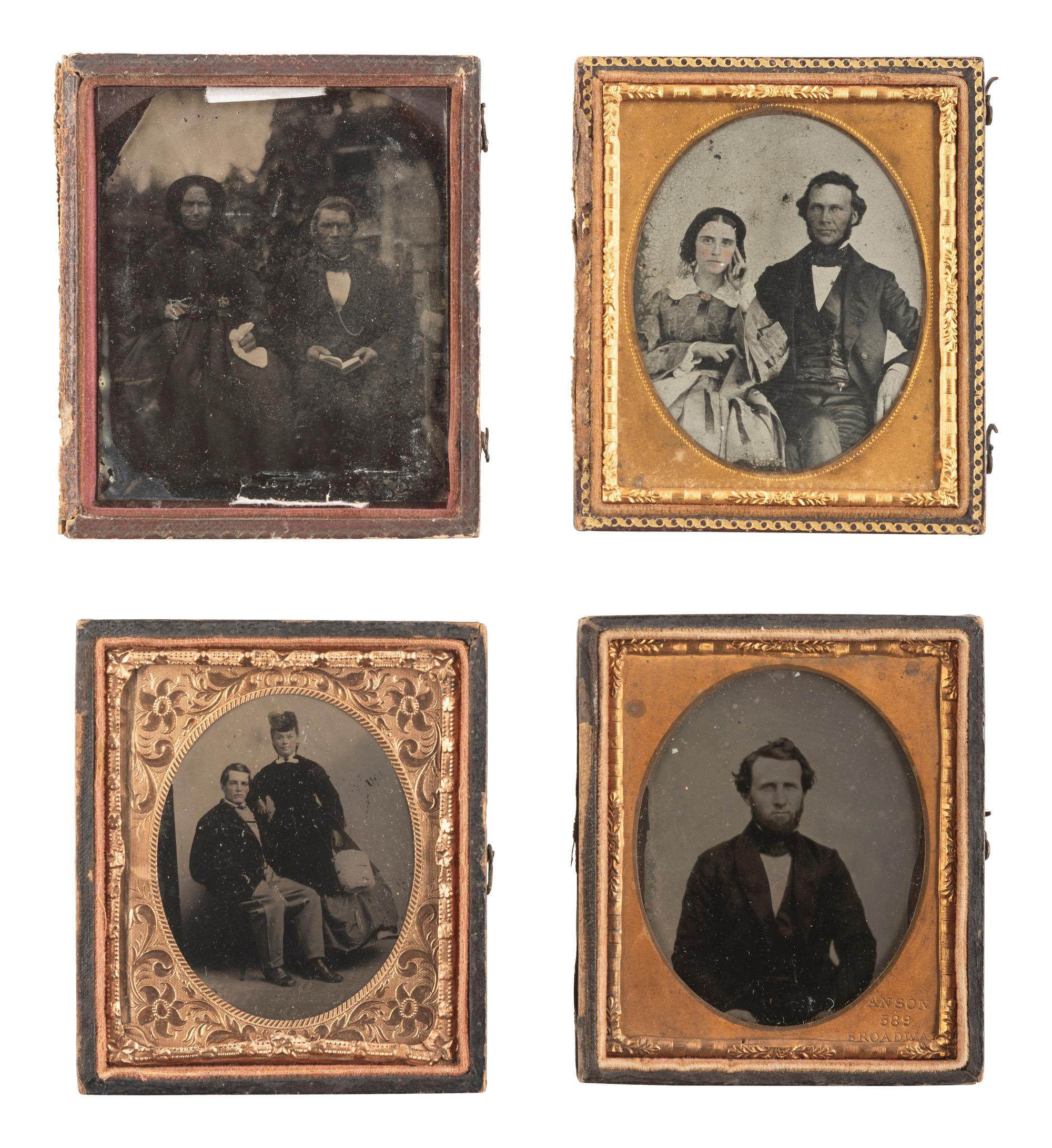 [EARLY PHOTOGRAPHY]. A group of 51 assorted ambrotype and tintype portraits of men, women, and children.