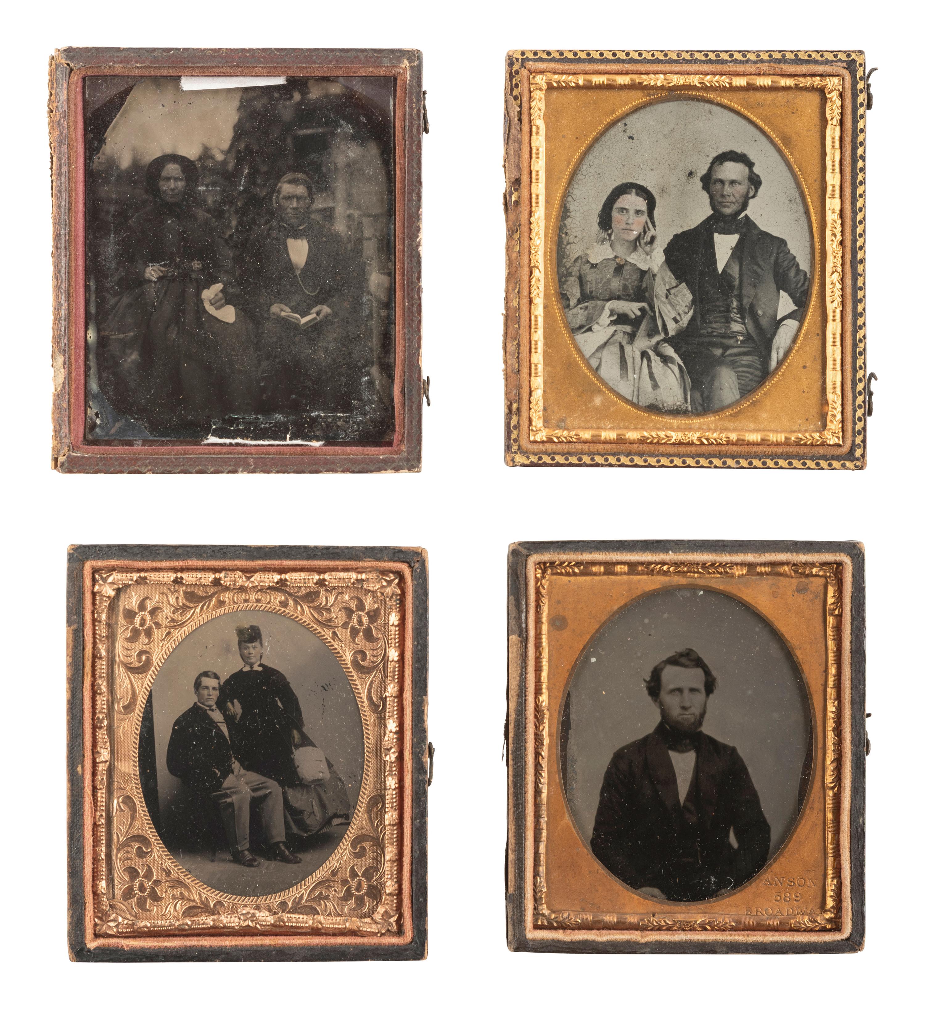 [EARLY PHOTOGRAPHY]. A group of 51 assorted ambrotype and tintype portraits of men, women, and children.