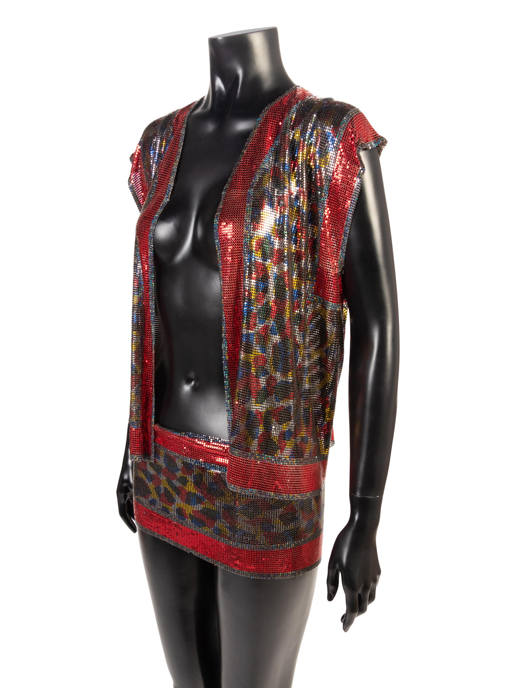 Paco Rabanne Printed Metal Vest and Belt, 1960-80s